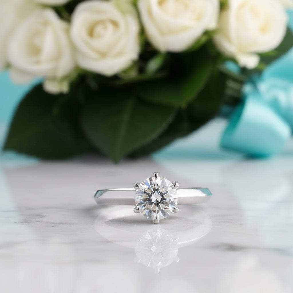 Classic 1ct Round Cut Diamond Engagement Ring-Evani Jewelry