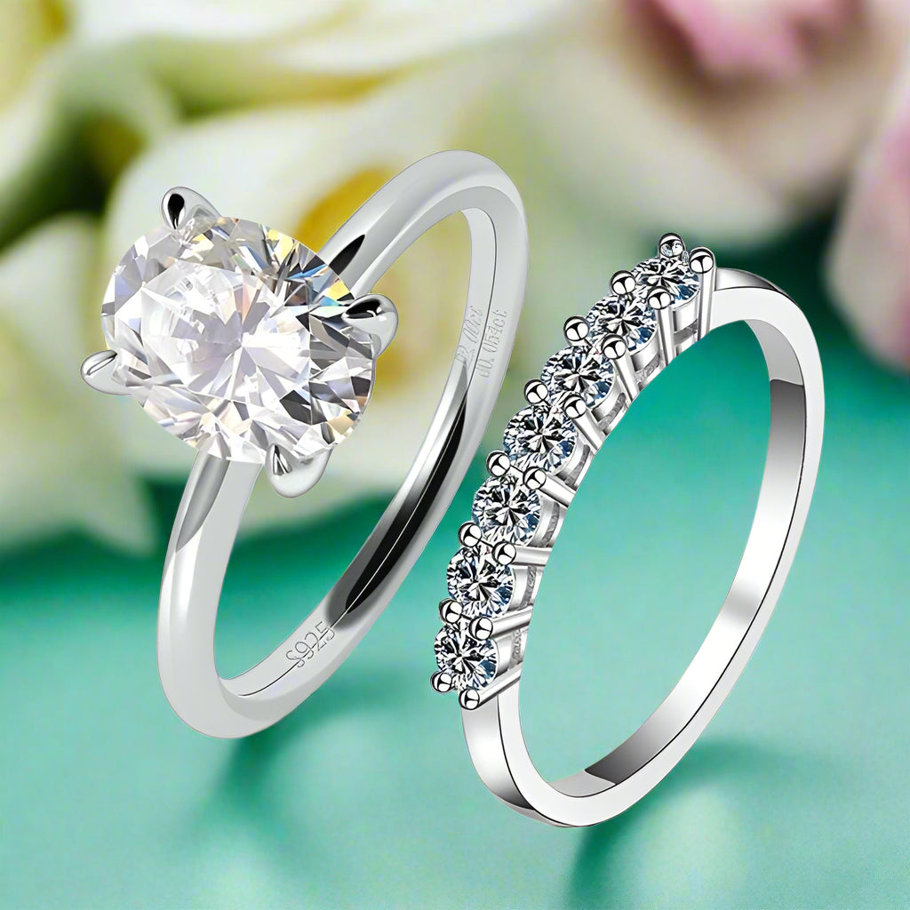 Classic 2.0 ct Oval-cut Diamond Solitaire Wedding Ring Set-Evani Jewelry