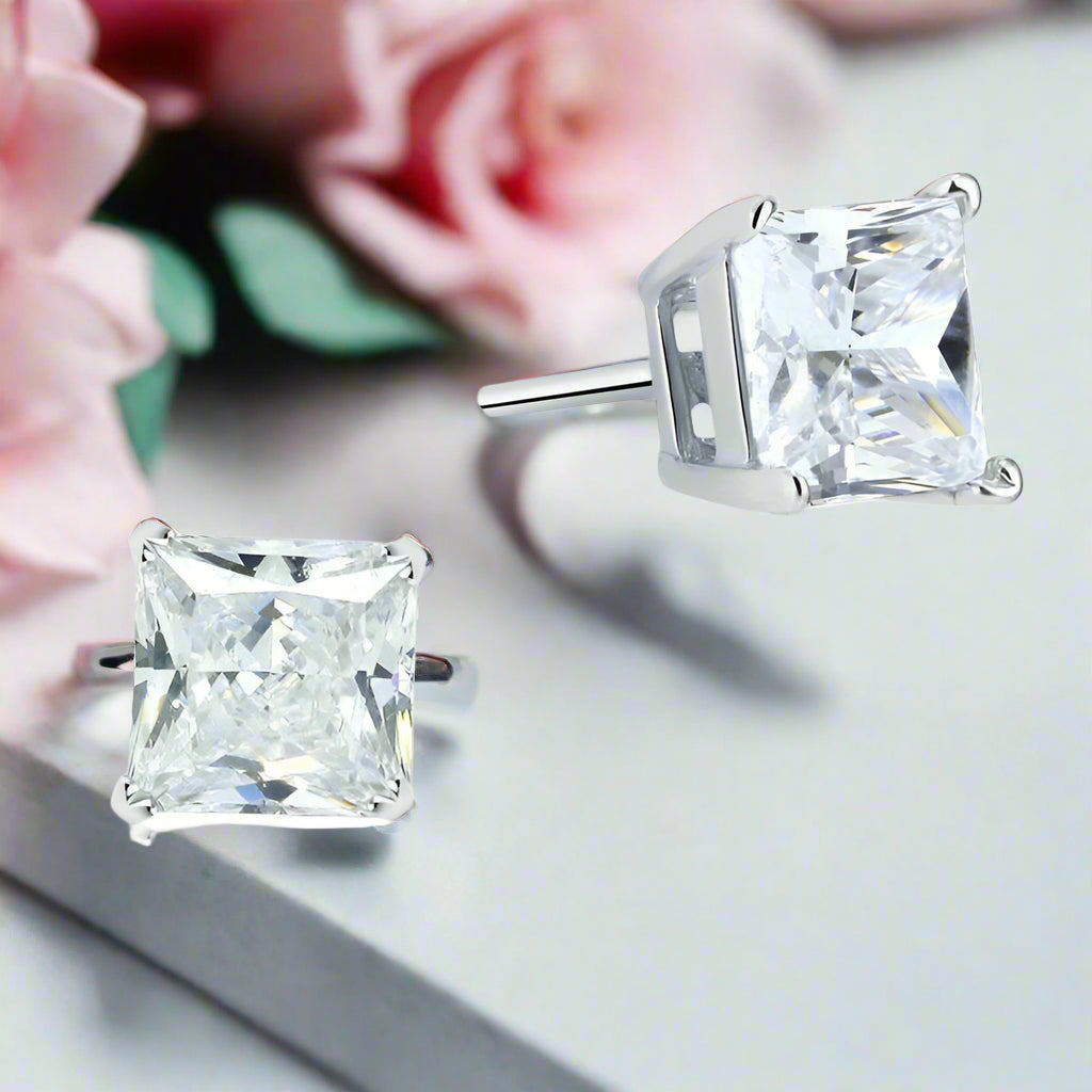 Classic 2.00 ct Princess Cut Diamond Stud Earrings-Evani Naomi Jewelry