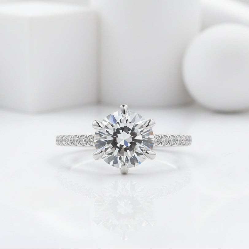 Classic 2.5 ct Round Cut Diamond Engagement Ring-Evani Jewelry