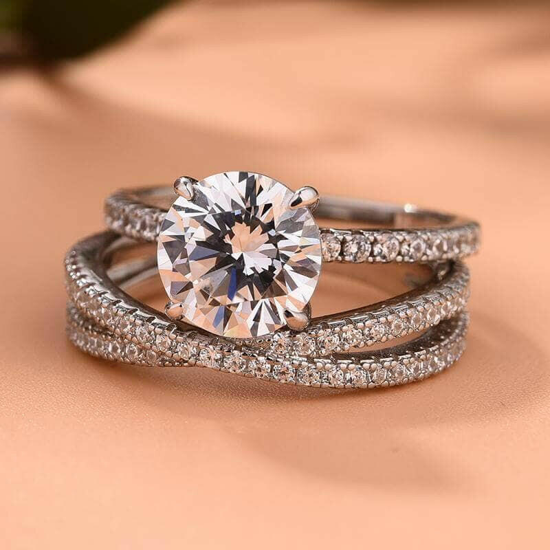 Classic 4 Prong Round Cut 2.0ct Diamond Bridal Set-Evani Naomi Jewelry