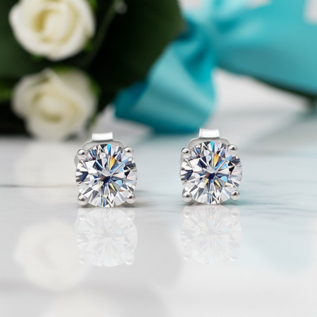 Classic 4.0mm Diamond Stud Earrings-Evani Jewelry