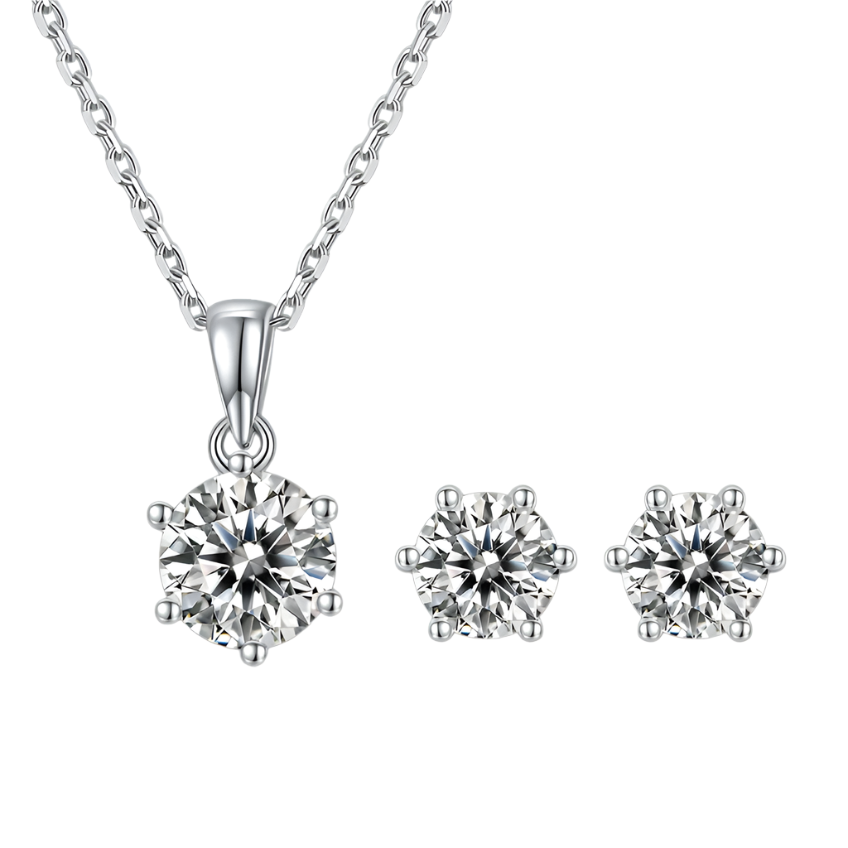 Classic 6-Prong Diamond Solitaire Jewelry Set-Evani Jewelry