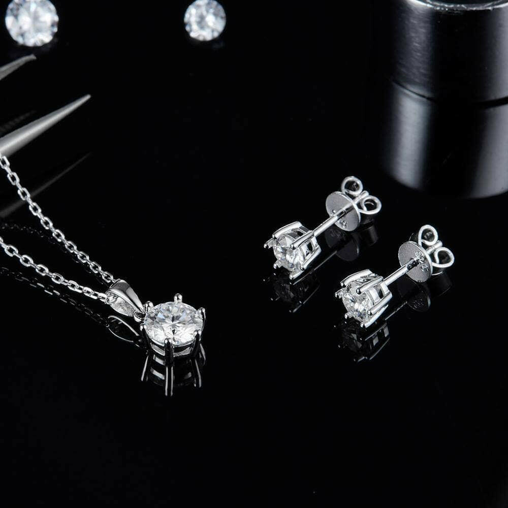 Classic 6-Prong Diamond Solitaire Jewelry Set-Evani Jewelry