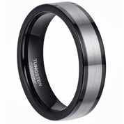 Classic Black & Silver 6mm Tungsten Wedding Band-Evani Naomi Jewelry
