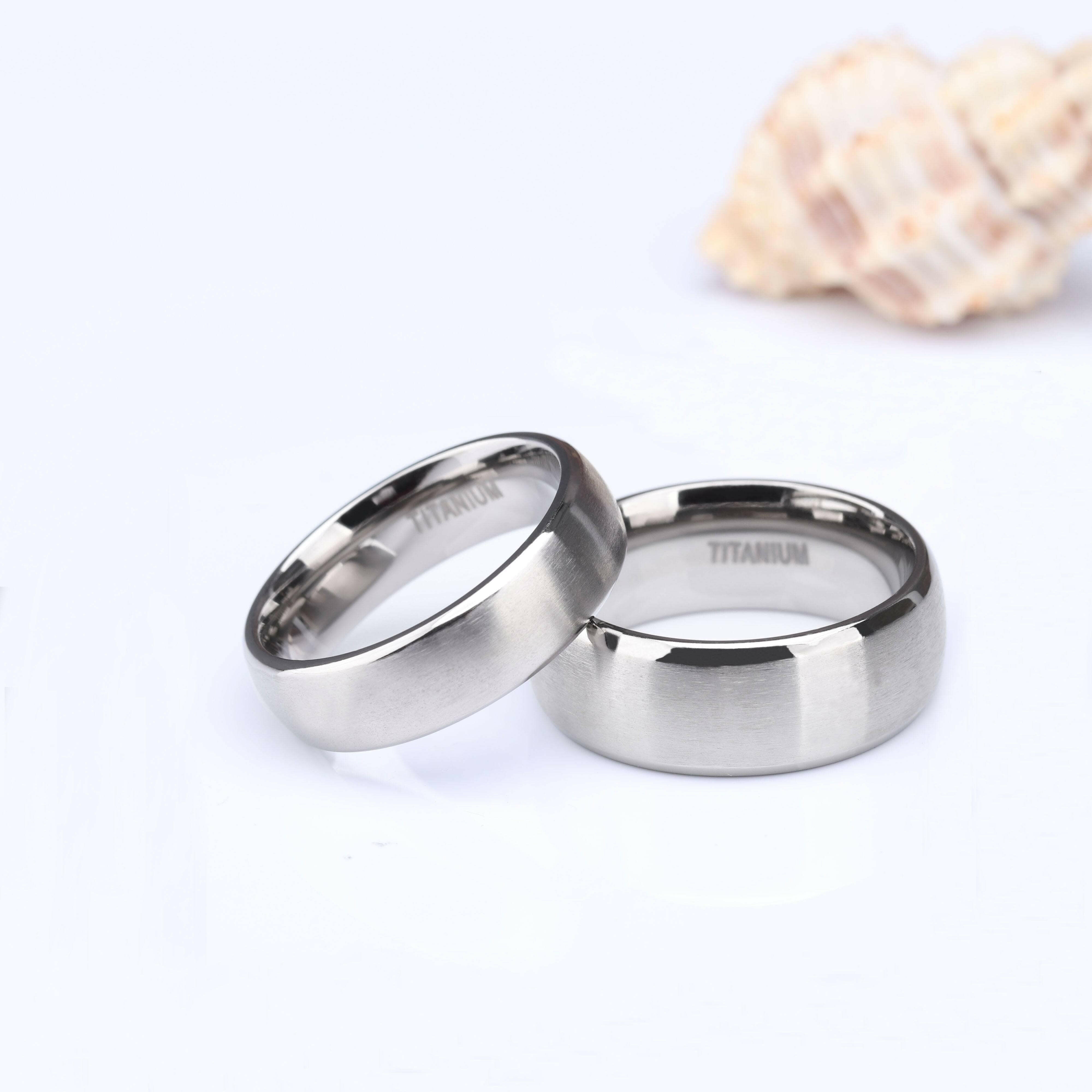 Classic Brushed Domed Titanium Unisex Wedding Band-Evani Naomi Jewelry