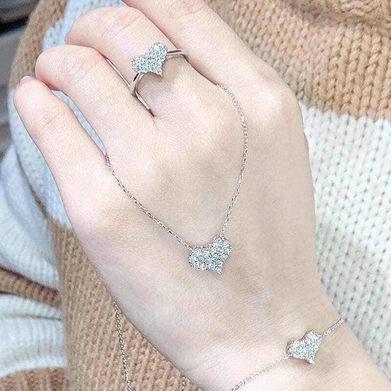 Classic Diamond Heart Jewelry Set-Evani Naomi Jewelry