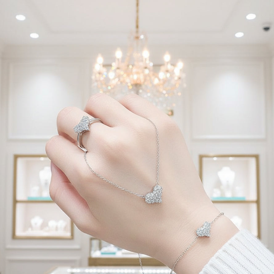 Classic Diamond Heart Jewelry Set-Evani Jewelry