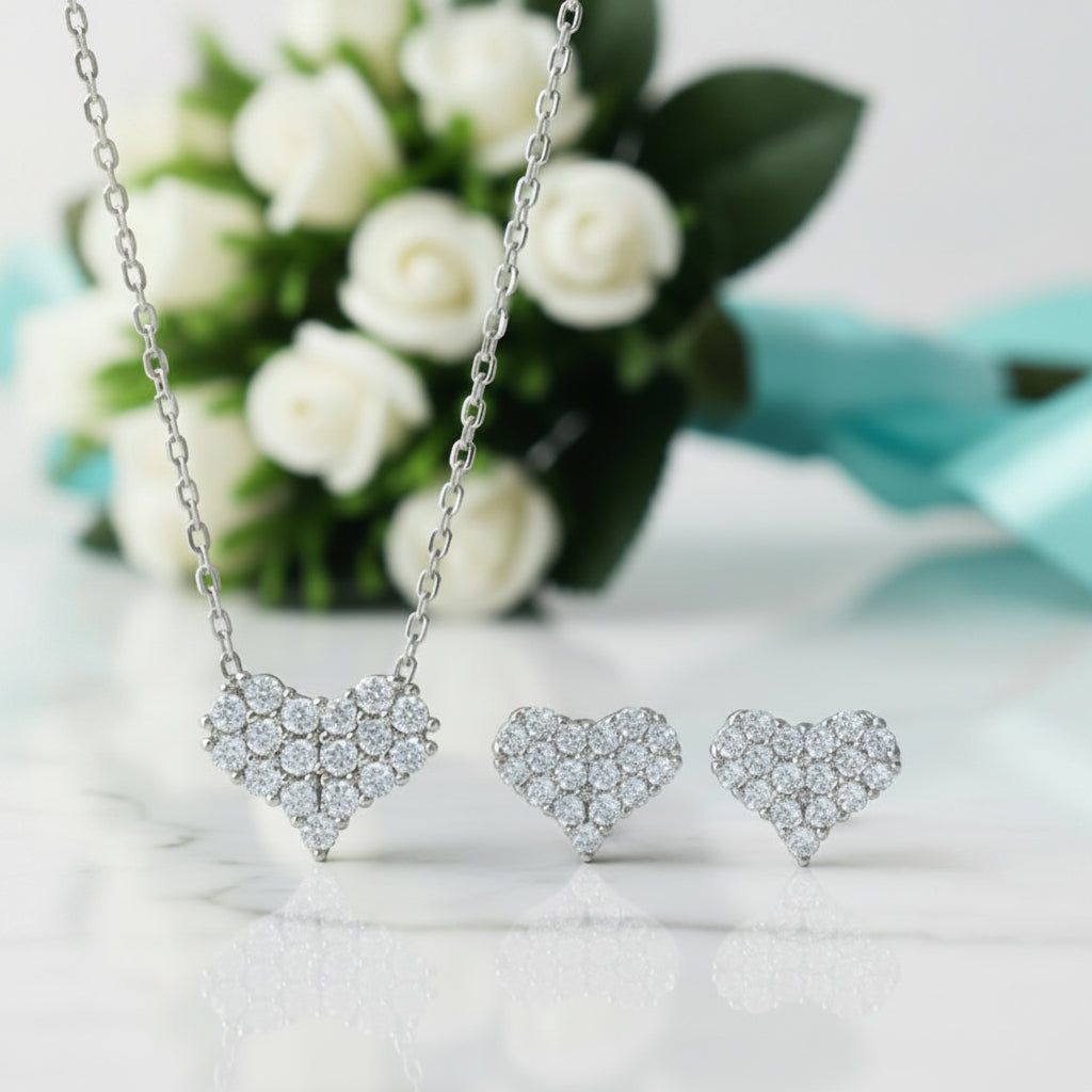 Classic Diamond Heart Jewelry Set-Evani Jewelry