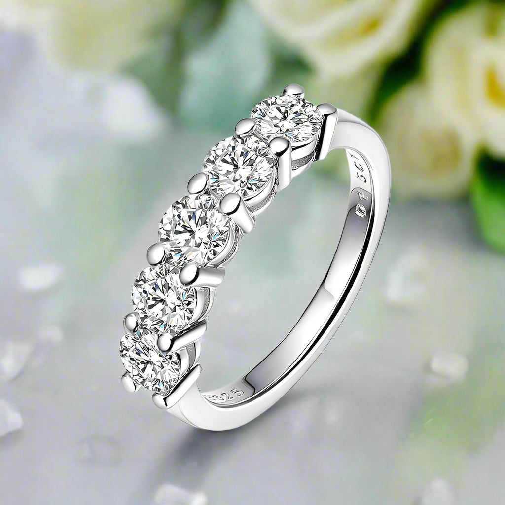 Classic Five Round Diamond Wedding Band-Evani Naomi Jewelry