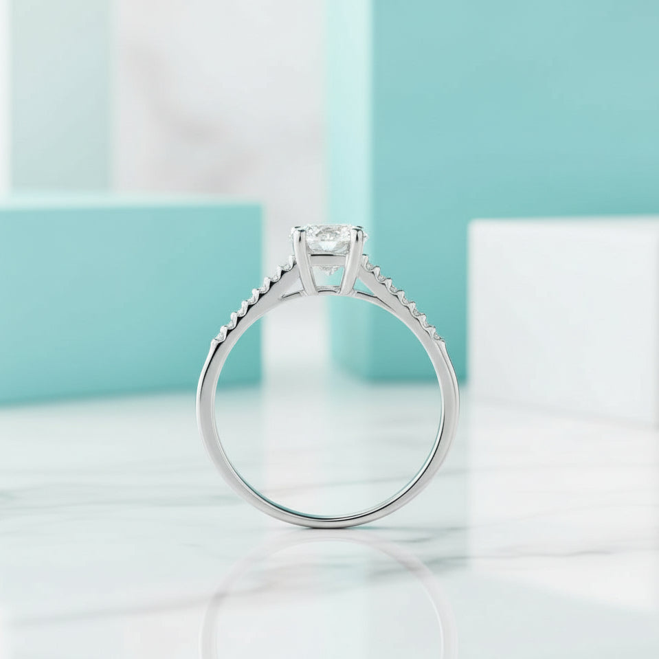 Classic 1.25 ct Half-Eternity Diamond Engagement Ring-Evani Jewelry