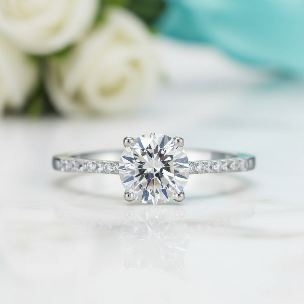 Classic 1.25 ct Half-Eternity Diamond Engagement Ring-Evani Jewelry
