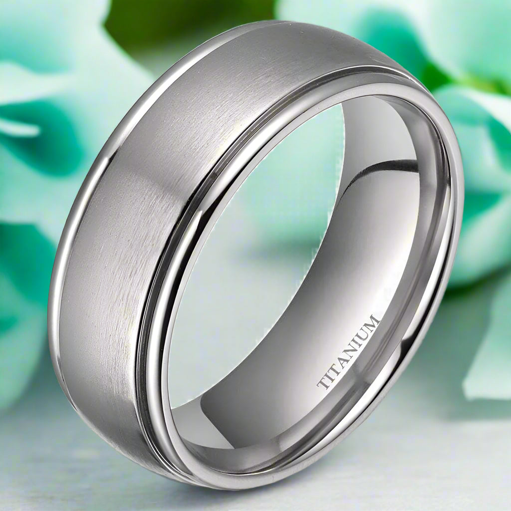 Classic Matte Men's Titanium Wedding Band-Evani Naomi Jewelry