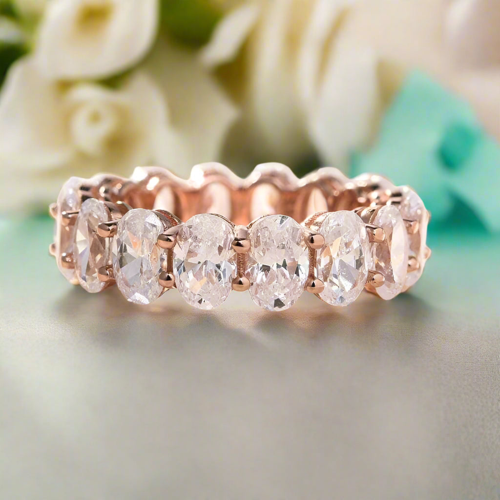 Classic Oval Cut 8.5ct Diamond Wedding Band-Evani Naomi Jewelry