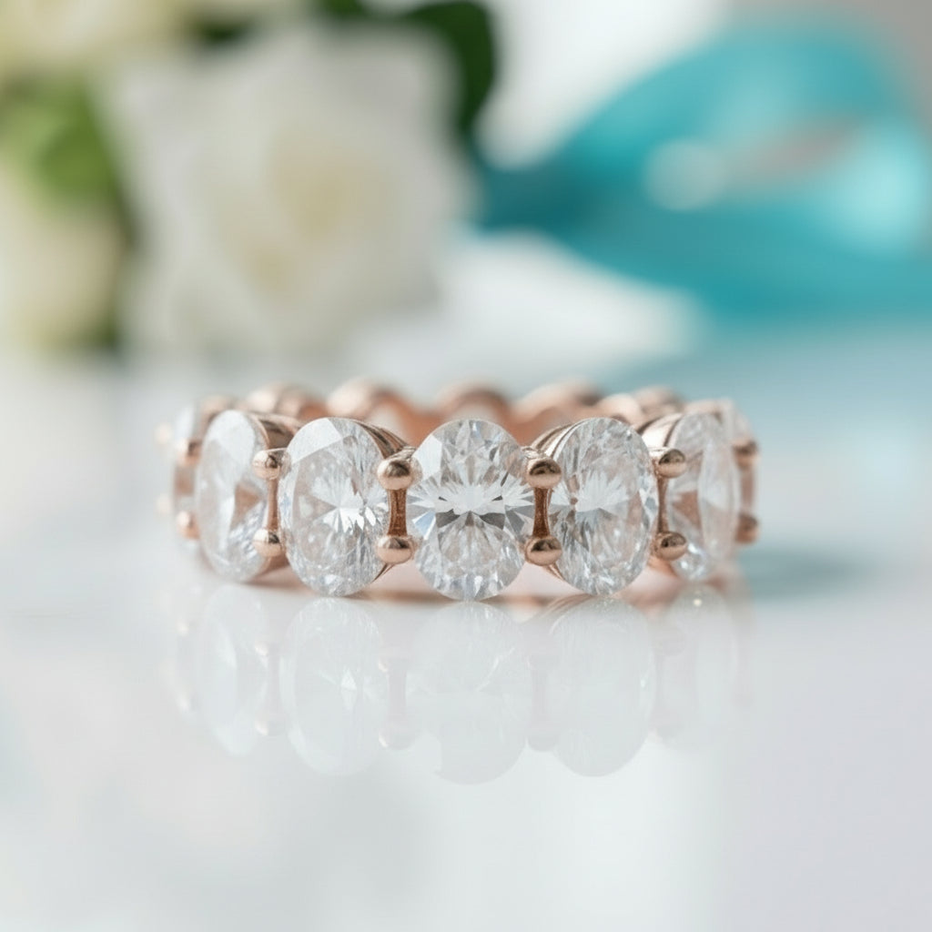 8.5ct Classic Oval Cut Diamond Wedding Band-Evani Jewelry