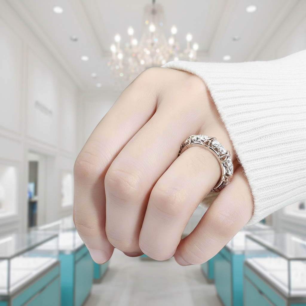 Classic Rose and White Gold Diamond Eternity Wedding Band-Evani Jewelry