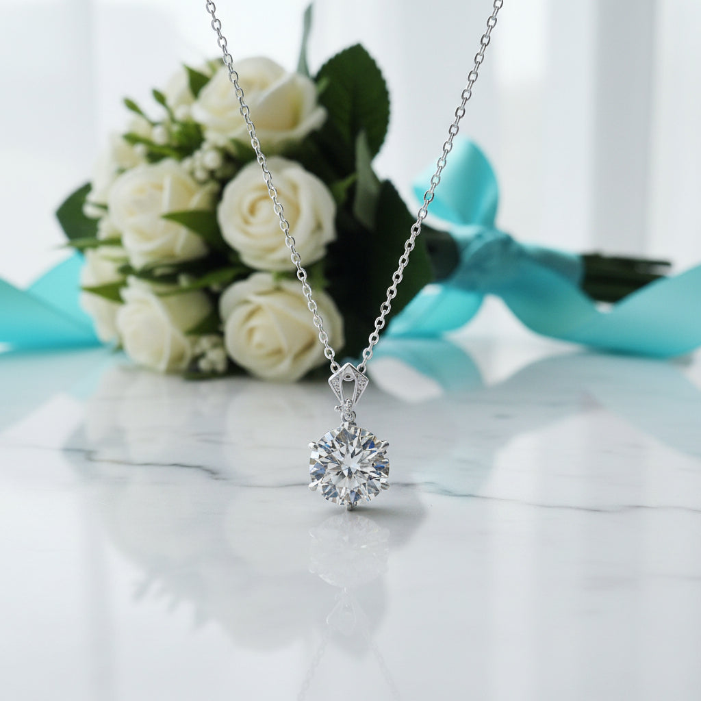 Classic Round 10 ct Diamond Necklace-Evani Jewelry