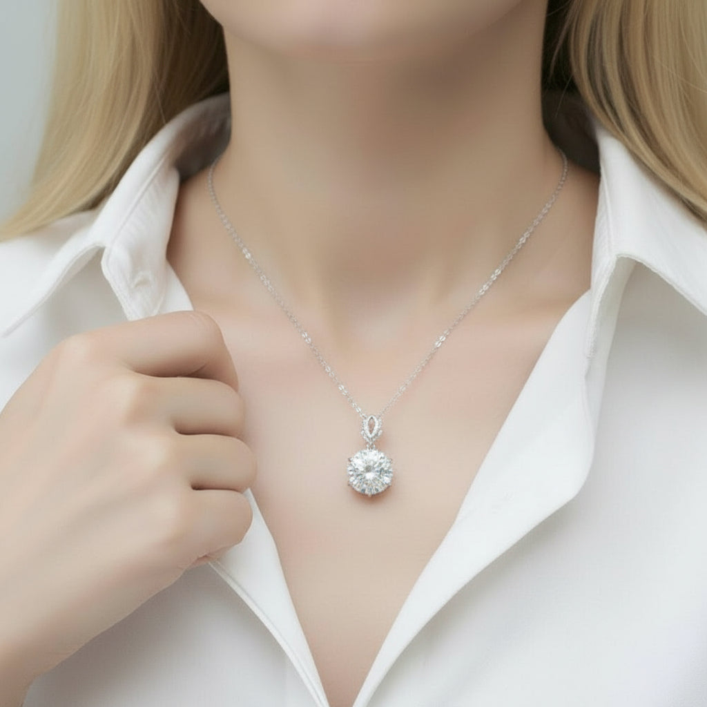 Classic Round 10 ct Diamond Necklace-Evani Jewelry