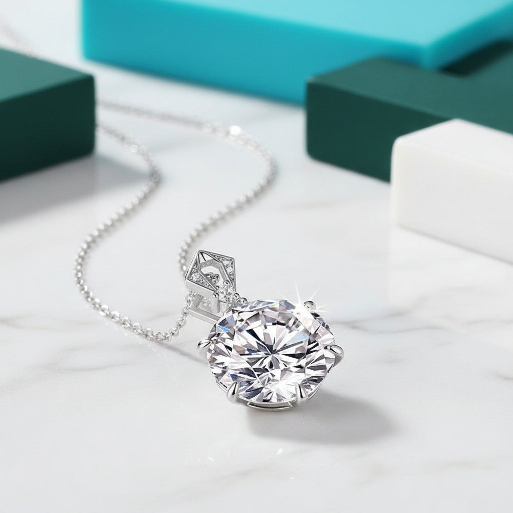 Classic Round 10 ct Diamond Necklace-Evani Jewelry