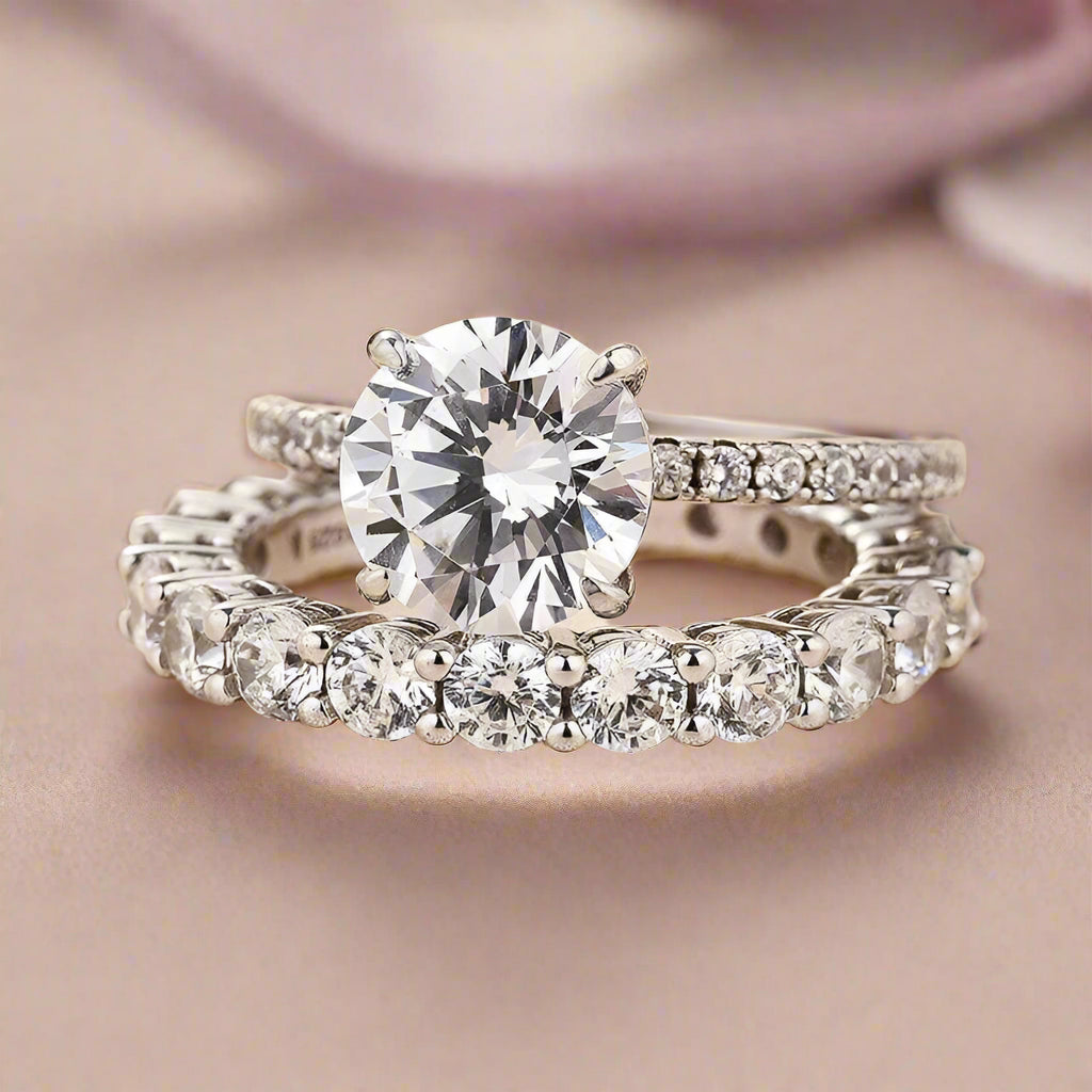 Classic Round Cut 2.0ct Diamond Bridal Set-Evani Naomi Jewelry