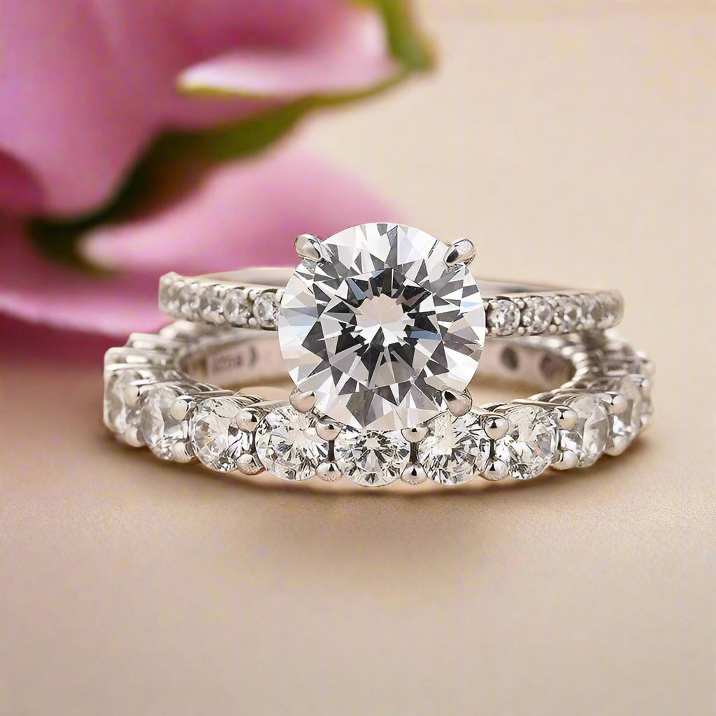 Classic Round Cut 2.0ct Diamond Bridal Set-Evani Naomi Jewelry