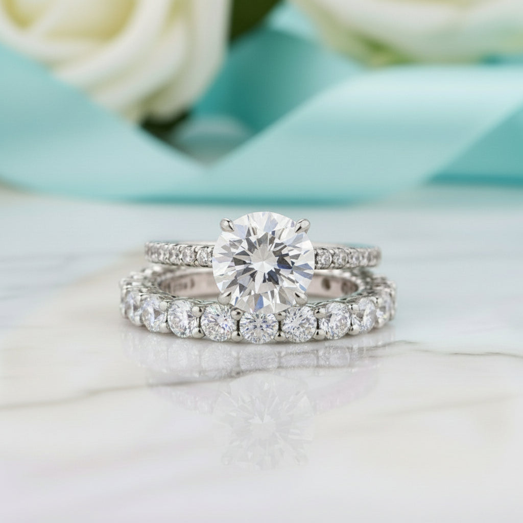Classic Round Cut 2.0ct Diamond Bridal Set-Evani Jewelry