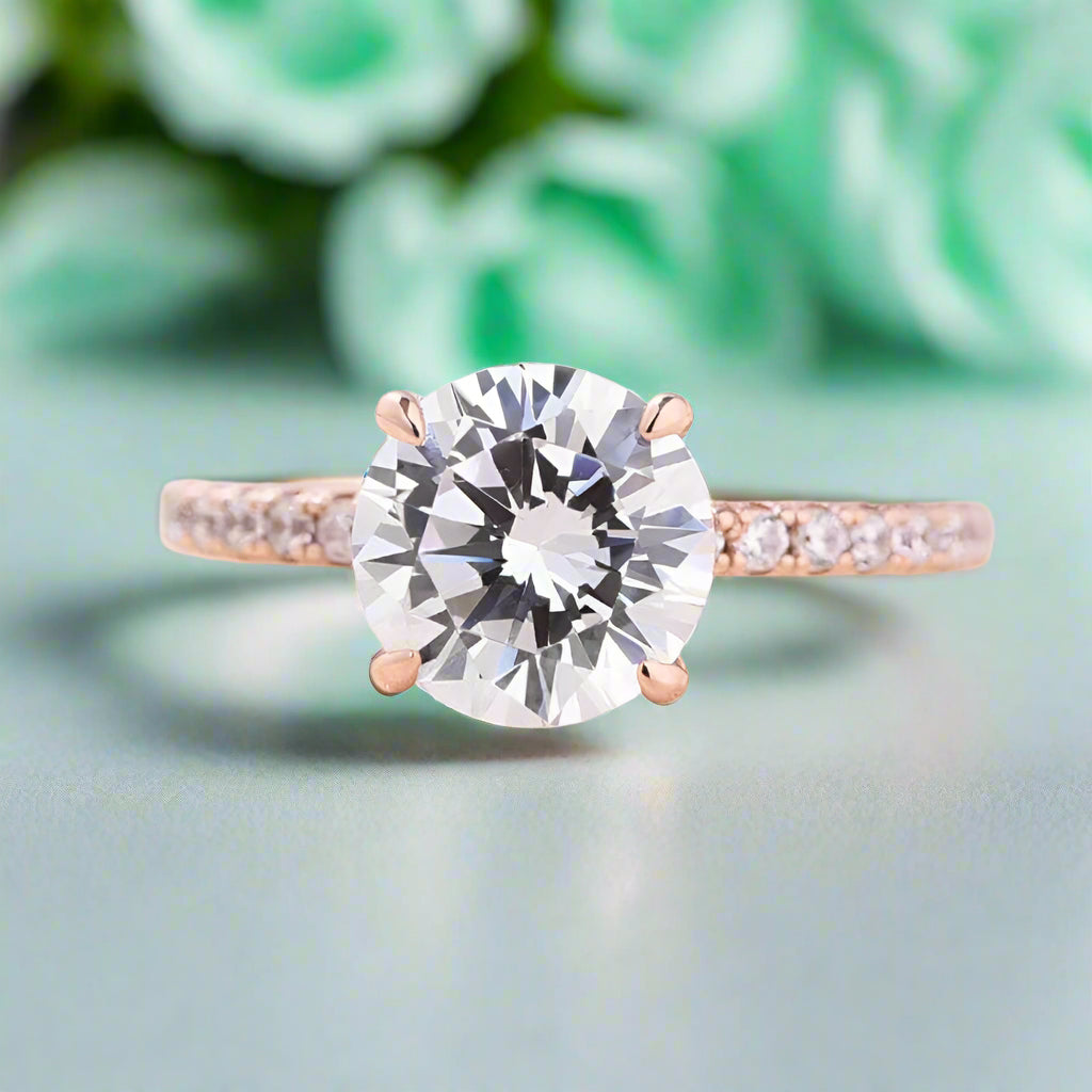 Classic Round Cut 2.0ct Rose Gold Wedding Set-Evani Naomi Jewelry