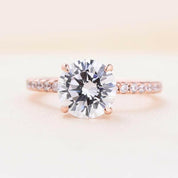 Classic Round Cut 2.0ct Rose Gold Wedding Set-Evani Naomi Jewelry