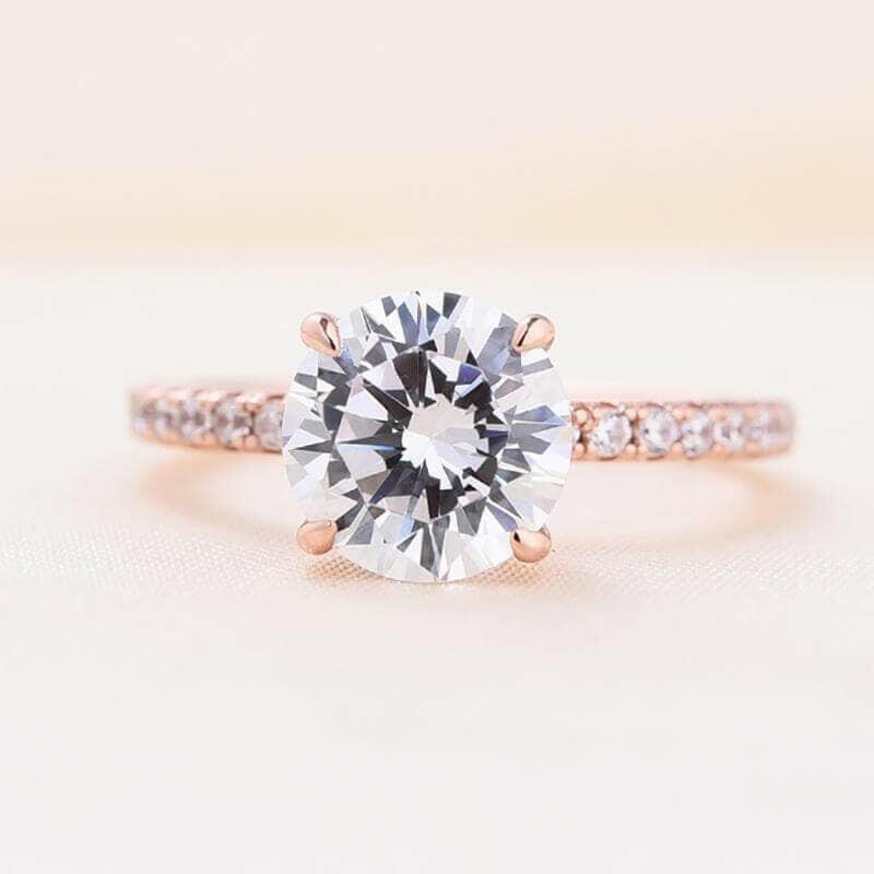 Classic Round Cut 2.0ct Rose Gold Wedding Set-Evani Naomi Jewelry