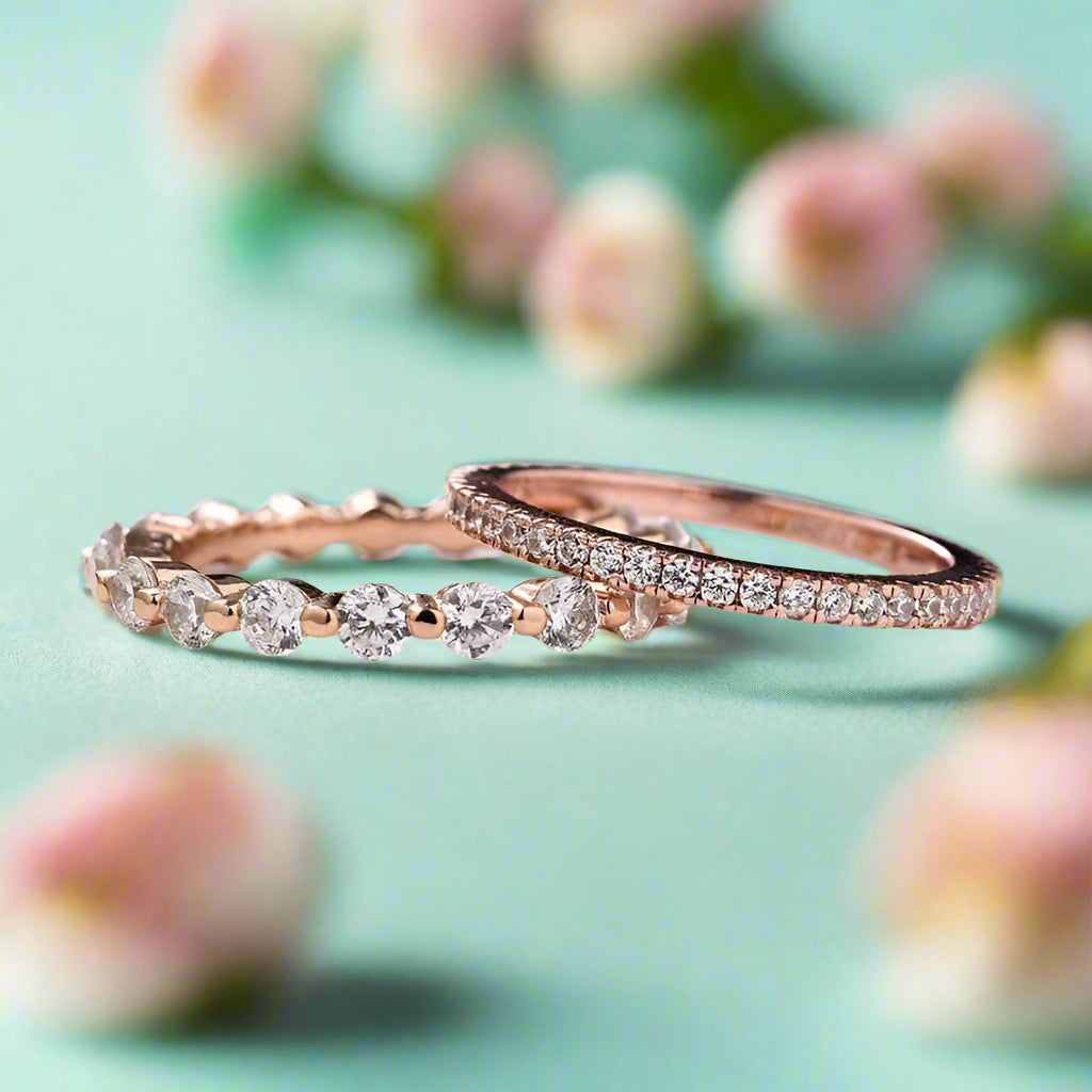 Classic Round Cut 2.0ct Rose Gold Wedding Set-Evani Naomi Jewelry