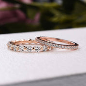Classic Round Cut 2.0ct Rose Gold Wedding Set-Evani Naomi Jewelry