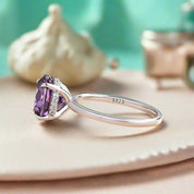 Classic Round Cut 3.5ct Amethyst Purple Engagement Ring-Evani Naomi Jewelry