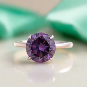 Classic Round Cut 3.5ct Amethyst Purple Engagement Ring-Evani Naomi Jewelry