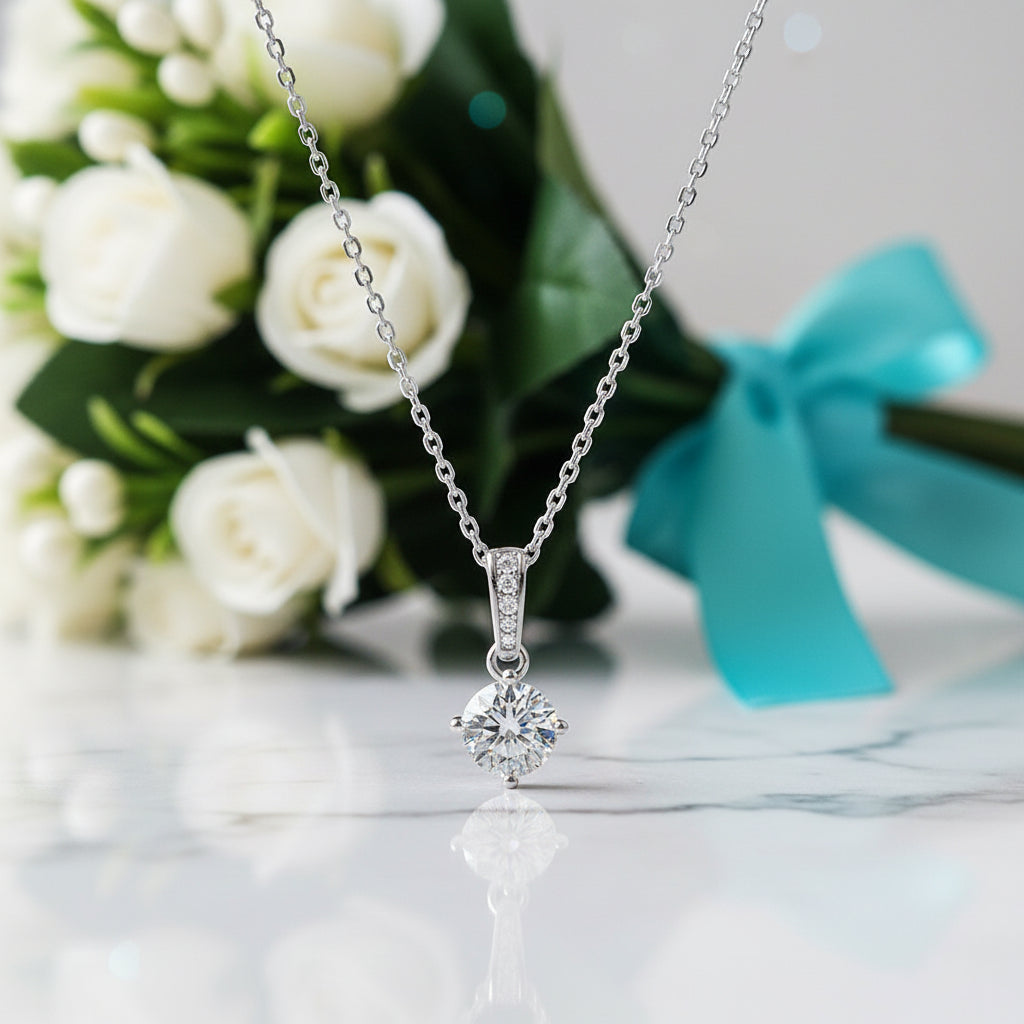 Classic Round Diamond Solitaire Jewelry Set-Evani Jewelry