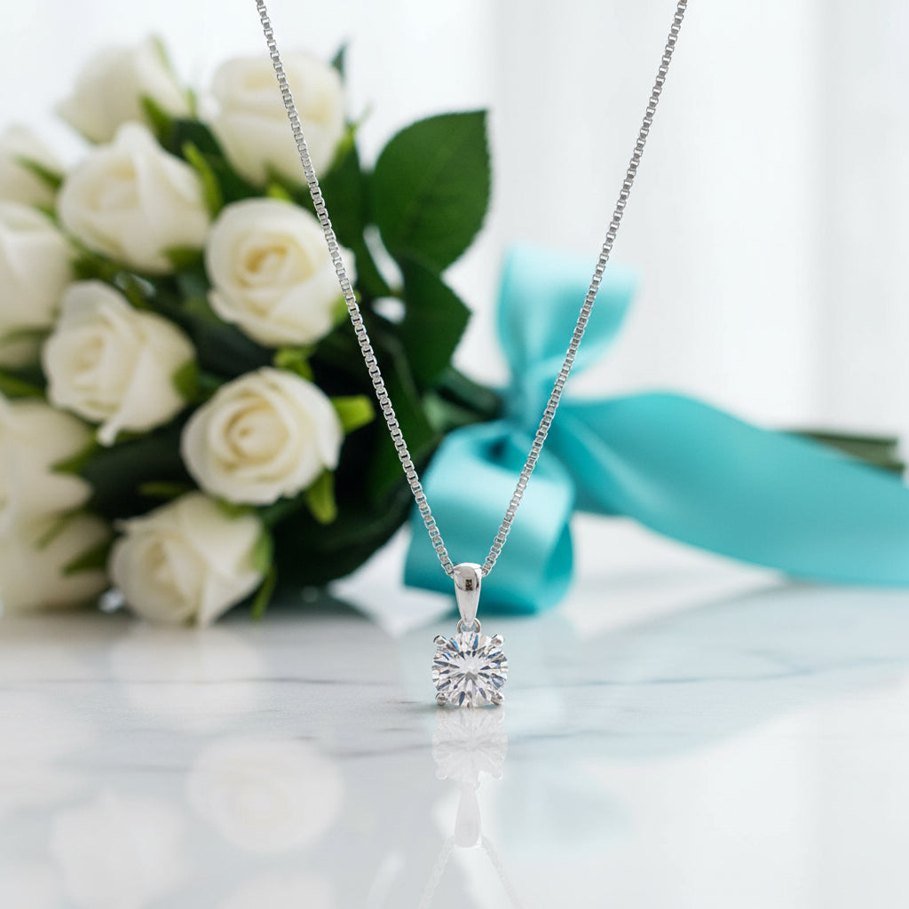 Classic Round-cut 1.0 ct Diamond Necklace-Evani Jewelry