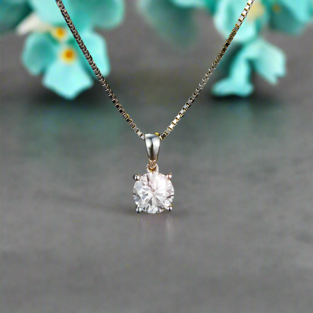 Classic Round-cut 1.0 ct Diamond Necklace-Evani Naomi Jewelry