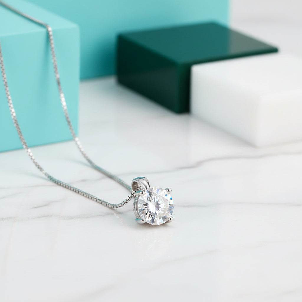 Classic Round-cut 1.0 ct Diamond Necklace-Evani Jewelry