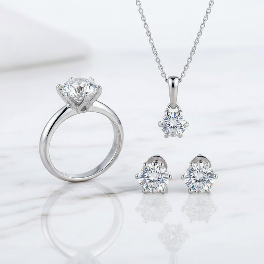 Classic Round-cut Diamond Jewelry Set-Evani Jewelry