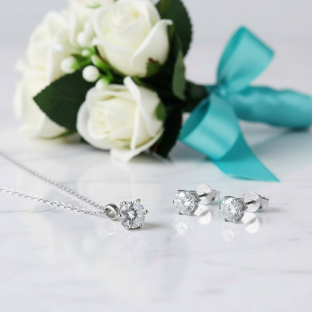 Classic Round-cut Diamond Jewelry Set-Evani Jewelry