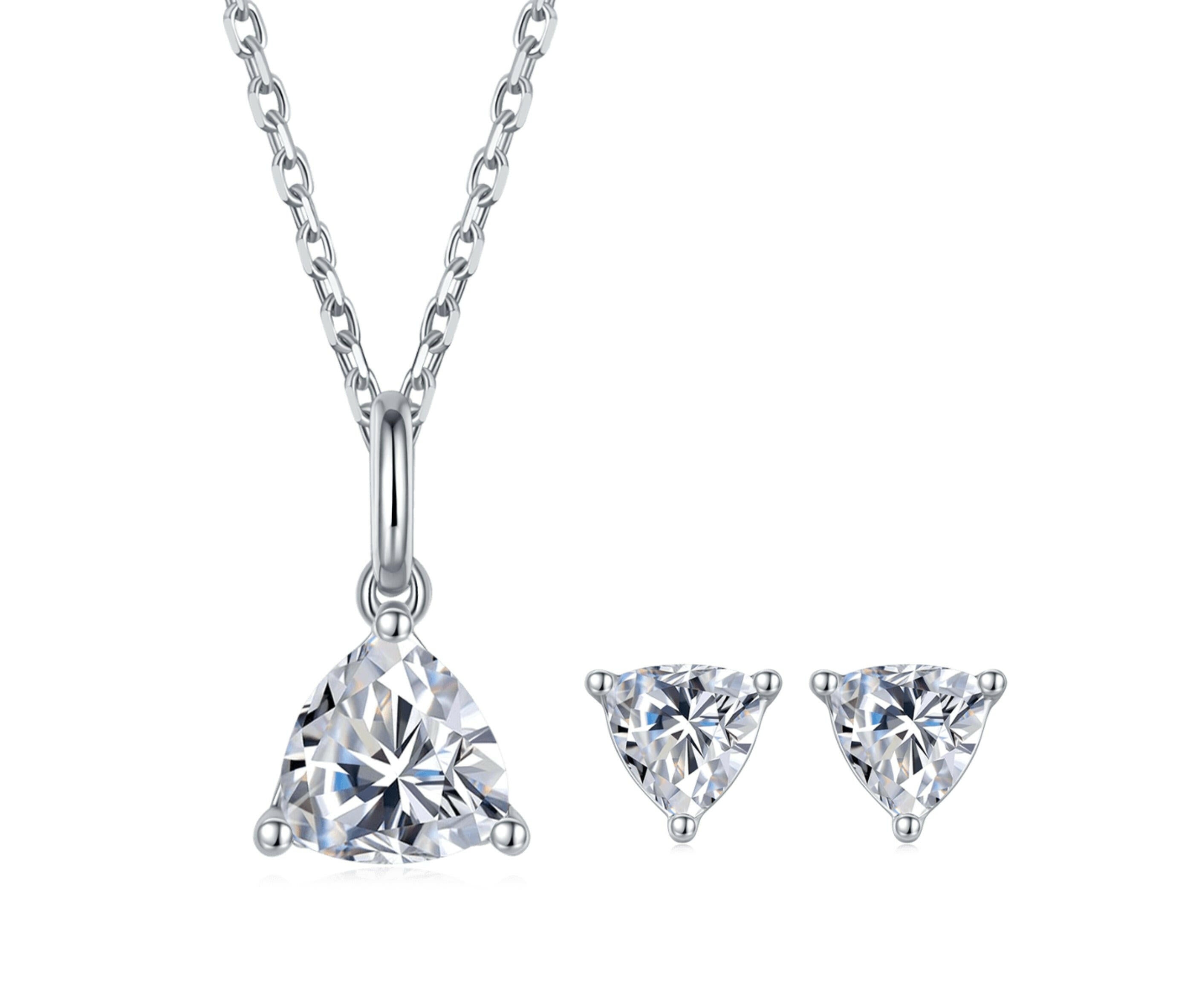 Classic Trillion-cut 1.0 ct Diamond Jewelry Set-Evani Naomi Jewelry