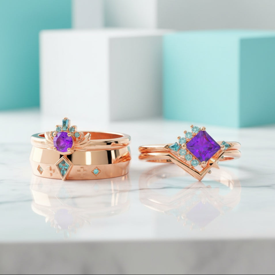 Amethyst Birthstone Ring in 14k White Gold-Evani Jewelry