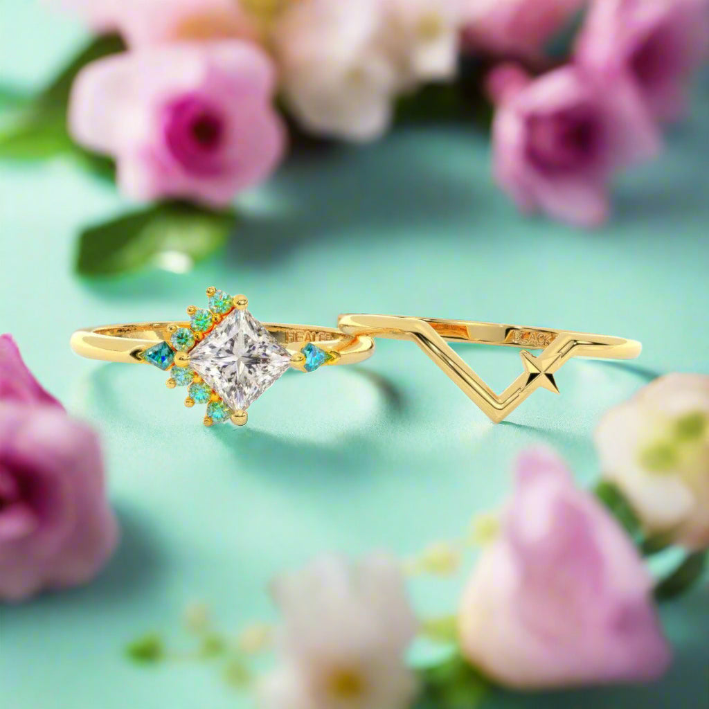 Cleric Ring Set- Video Game Inspired Rings in 14k White Gold-Evani Naomi Jewelry