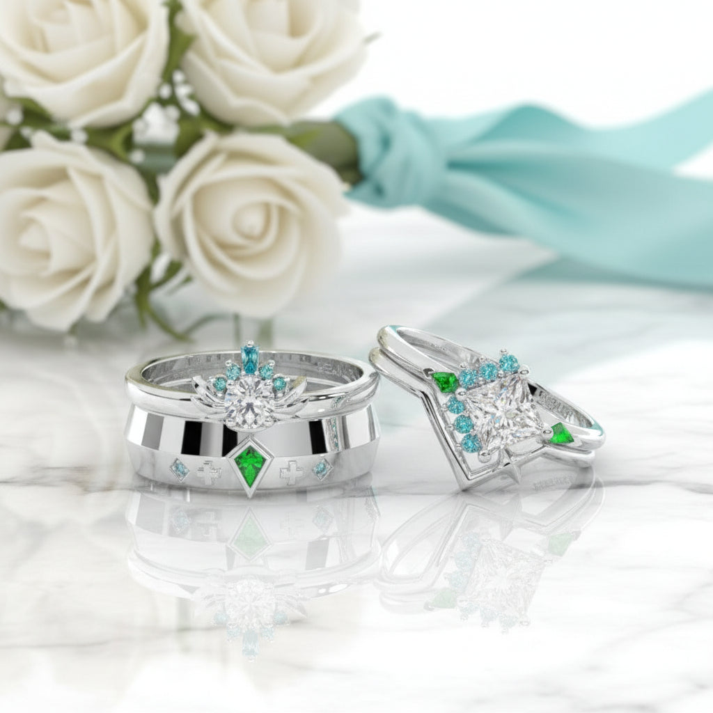 Cleric Diamond Birthstone Ring Set in 14k White Gold-Evani Jewelry