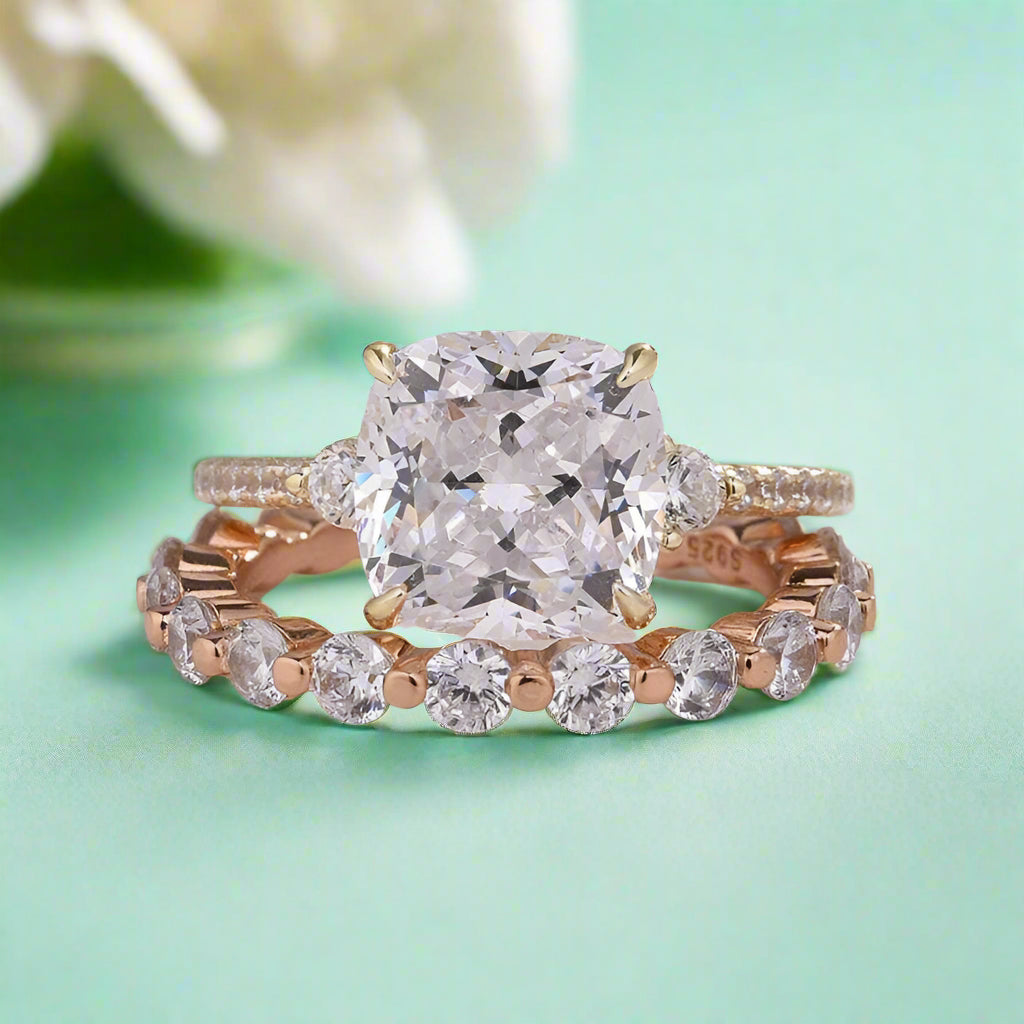 Cushion Cut 3.5 ct Diamond Bridal Set-Evani Naomi Jewelry