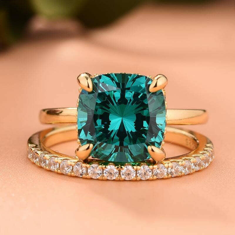 Cushion Cut 3.5 ct Paraiba Tourmaline Diamond Bridal Set-Evani Naomi Jewelry
