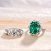 Cushion Cut 8.0ct Paraiba Tourmaline with Halo Bridal Set-Evani Naomi Jewelry