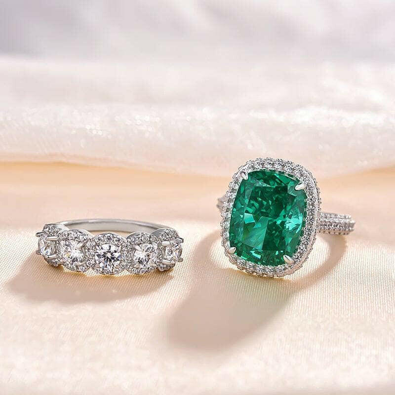 Cushion Cut 8.0ct Paraiba Tourmaline with Halo Bridal Set-Evani Naomi Jewelry