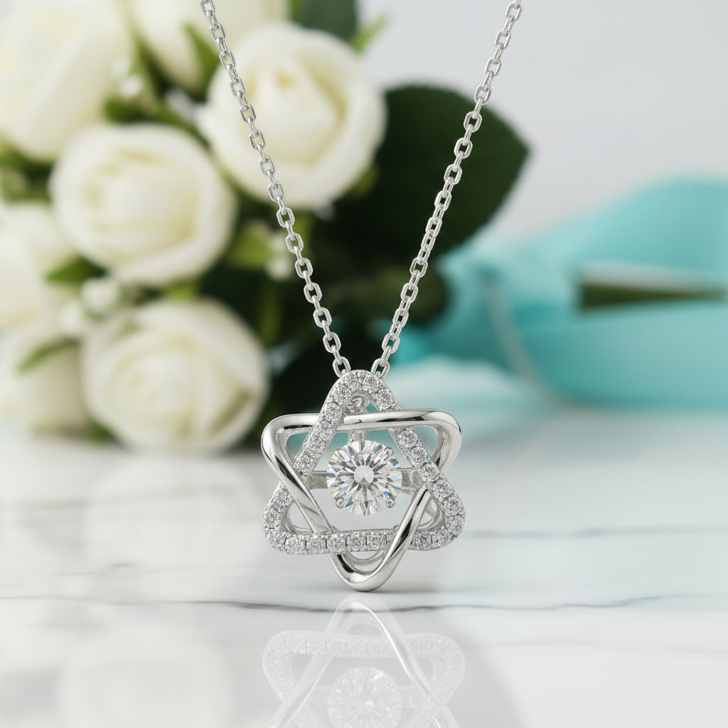 Dancing 0.5 ct Diamond Six-pointed Star Necklace-Evani Jewelry