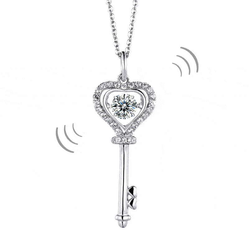 Dancing 1.0 ct Diamond Key Shaped Necklace-Evani Naomi Jewelry