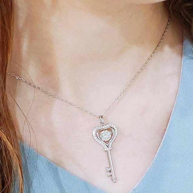 Dancing 1.0 ct Diamond Key Shaped Necklace-Evani Naomi Jewelry